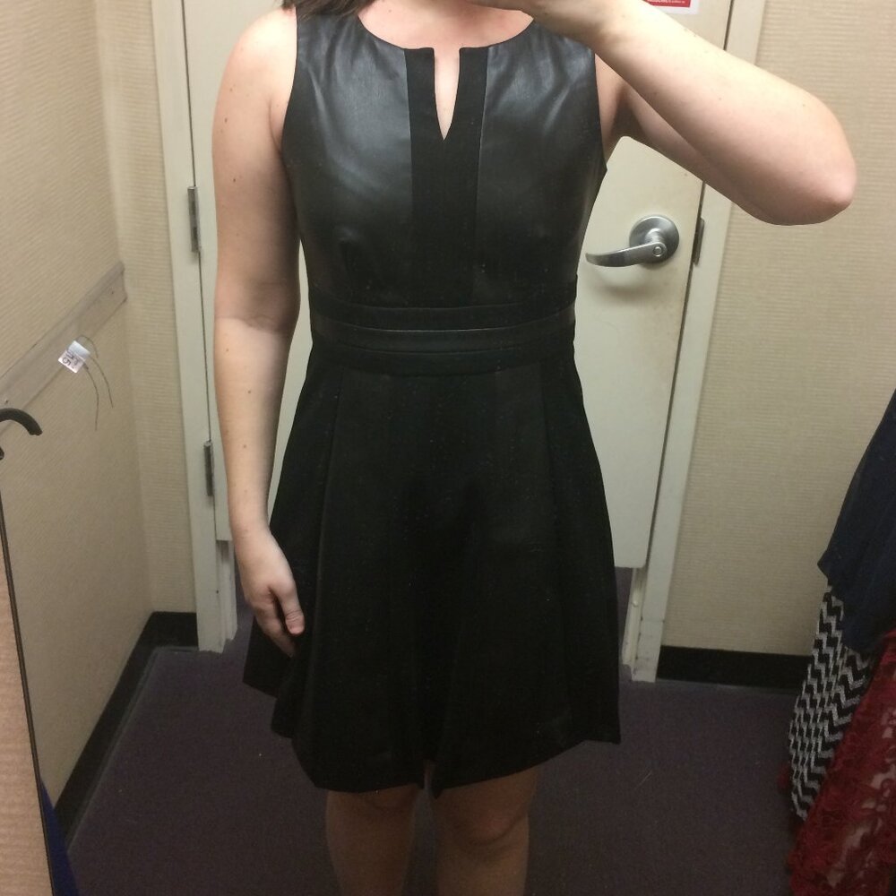 Black Pleather Color Block Dress - Women's 8